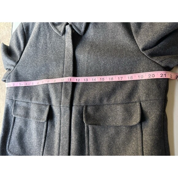 J Crew Wool Blend Trench Coat Jacket Women Size L Heather Gray Zip Front Pockets - Picture 6 of 12